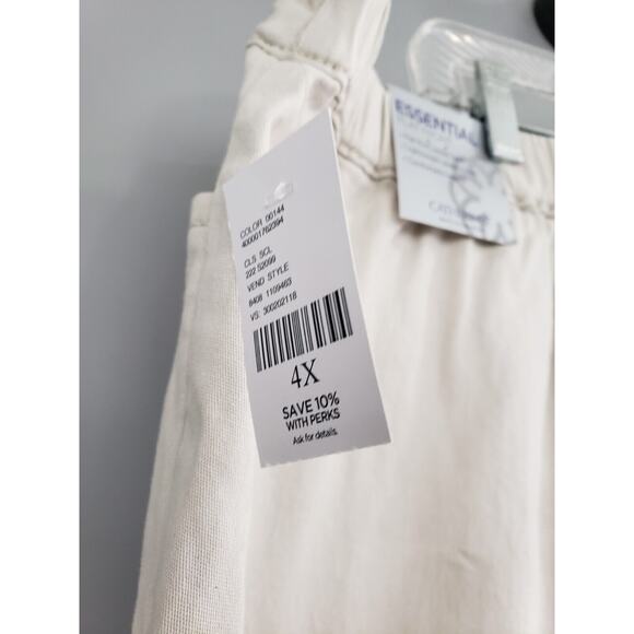 NWT Catherines Plus Essential Flat Front Twill Capri With Side Inset Pants STONE - Picture 4 of 5